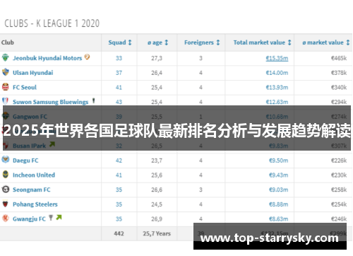 2025年世界各国足球队最新排名分析与发展趋势解读